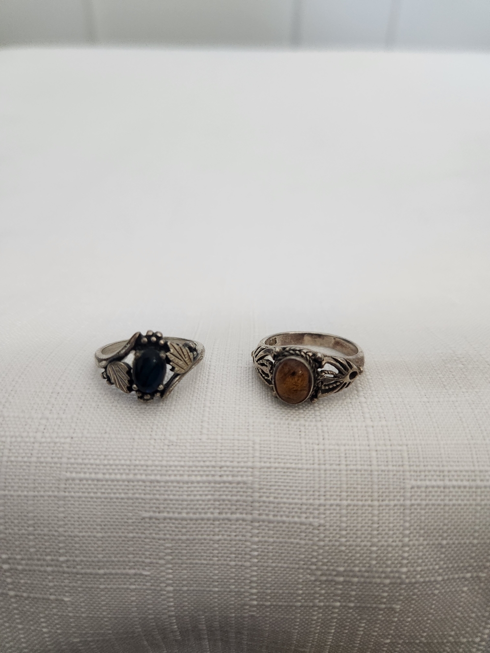 Vintage Southwest Silver Rings with Blue and Amber Stones